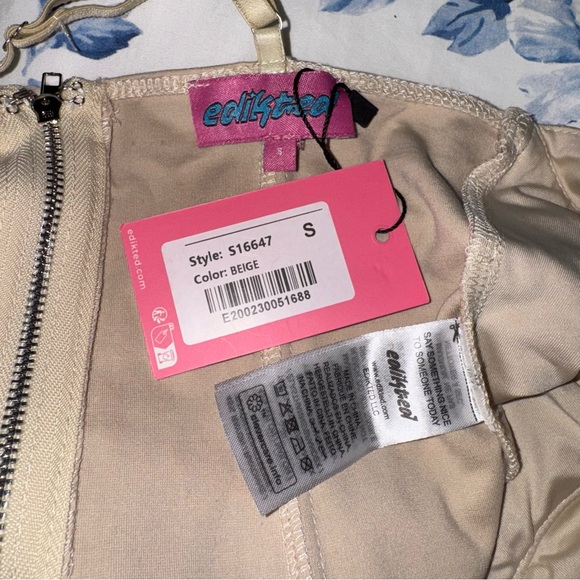 NWT edikted Lou Crossover Beaded Corset Beige S - Picture 5 of 5